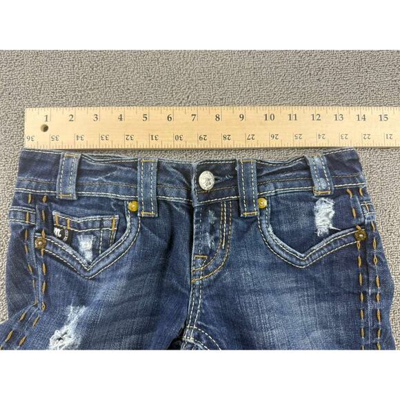 MEK Denim Jeans Women W24 L34 Blue Oaxaca Bootcut Stretch Back Embroidery - Picture 5 of 13